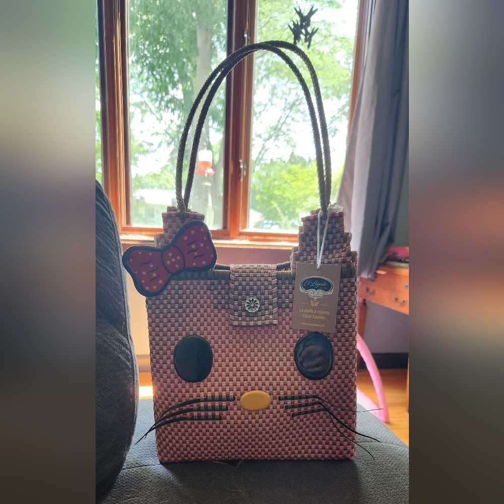 Woven plastic kitty purse